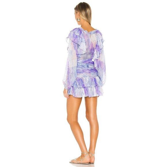 LoveShackFancy Purple Blue Watercolor Rain Drop Moxie Dress NWT $495, Size 8 - Picture 3 of 9